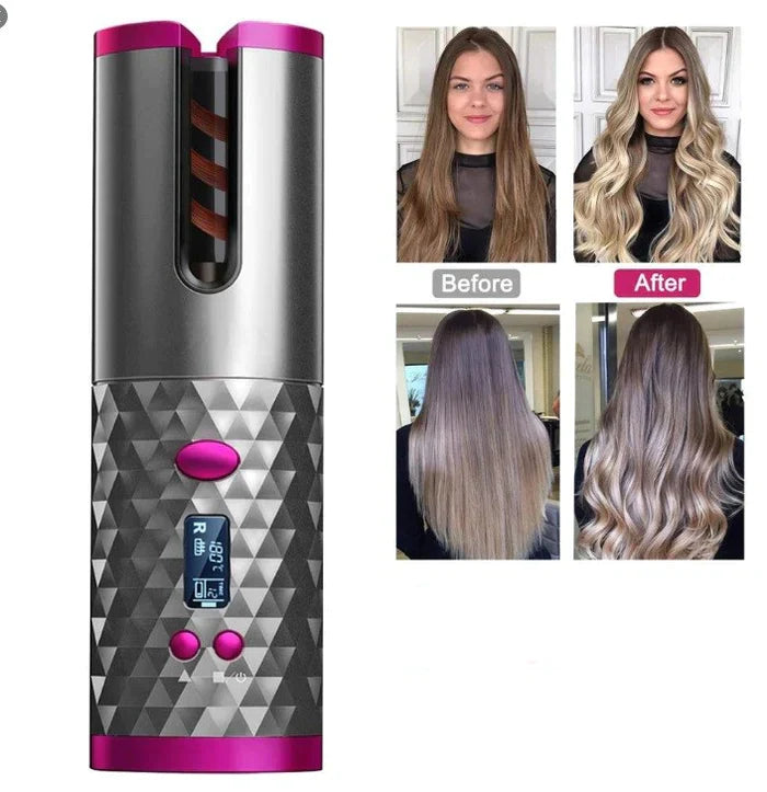 GLAMORA™ Portable Hair Curler – Cordless Automatic Curling Wand