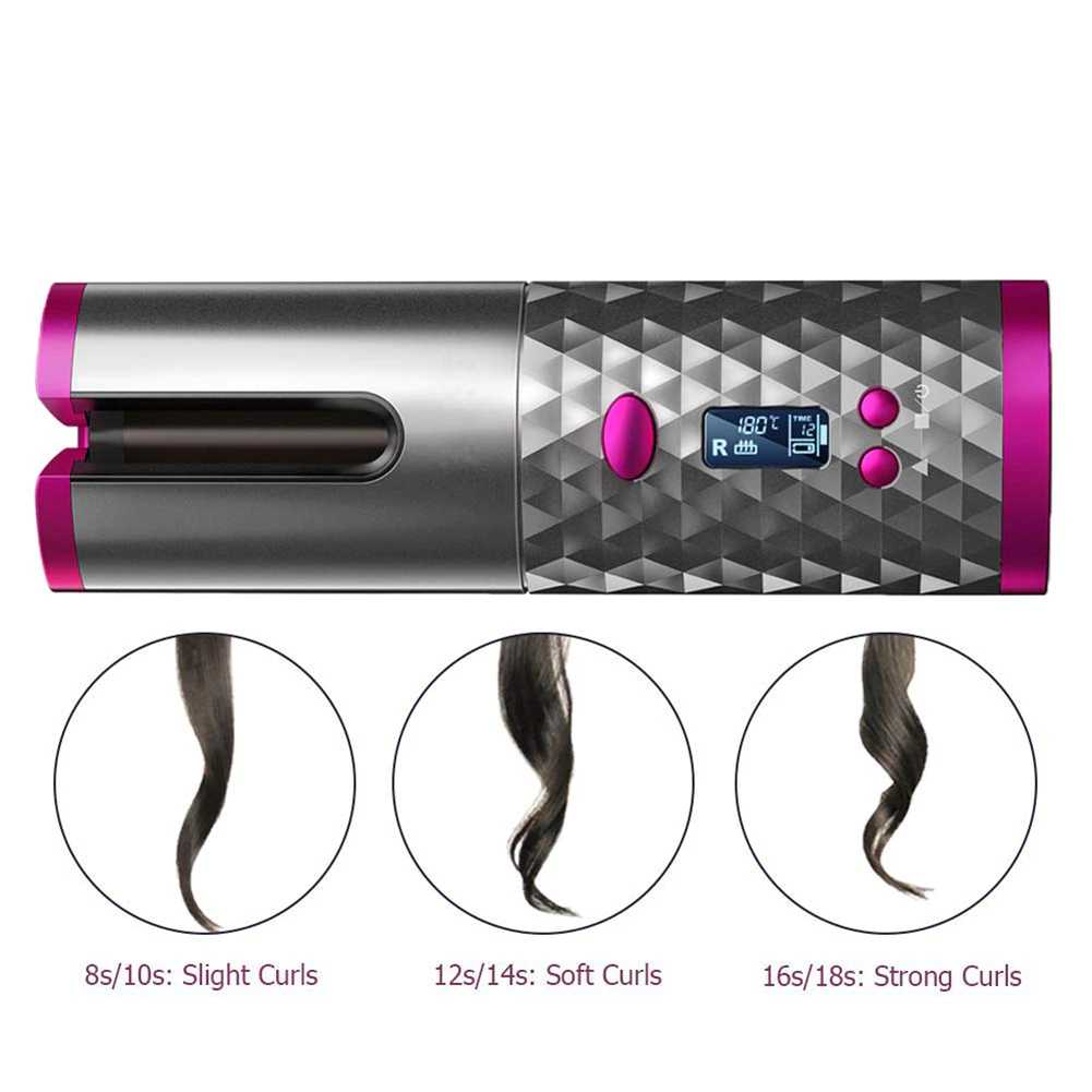 GLAMORA™ Portable Hair Curler – Cordless Automatic Curling Wand